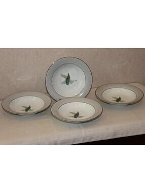 Vintage Noritake Fernwood 5444 Wide Rim Soup Bowls - Set of 4